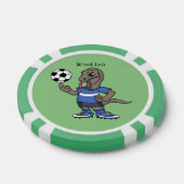 かわいいおもしろいコモドドラゴンの遊サッカー漫画 ポーカーチップ (シングル)