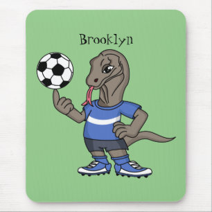 かわいいおもしろいコモドドラゴンの遊サッカー漫画 マウスパッド