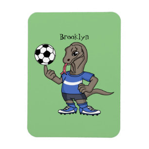 かわいいおもしろいコモドドラゴンの遊サッカー漫画 マグネット