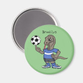 かわいいおもしろいコモドドラゴンの遊サッカー漫画 マグネット (正面/裏面)