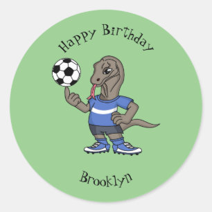 かわいいおもしろいコモドドラゴンの遊サッカー漫画 ラウンドシール