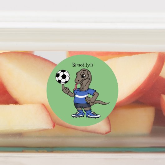 かわいいおもしろいコモドドラゴンの遊サッカー漫画 ラベル (貼付)