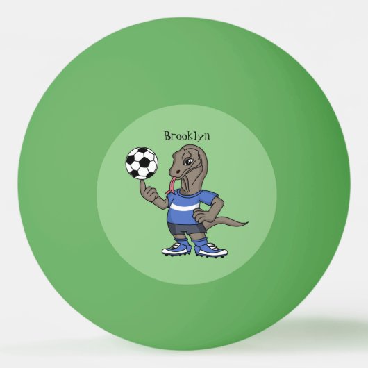 かわいいおもしろいコモドドラゴンの遊サッカー漫画 卓球ボール (正面)