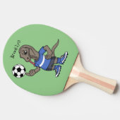 かわいいおもしろいコモドドラゴンの遊サッカー漫画 卓球ラケット (横)