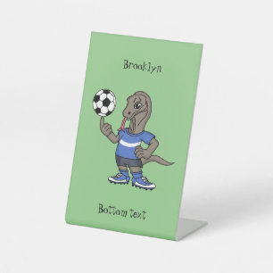 かわいいおもしろいコモドドラゴンの遊サッカー漫画 台座サイン