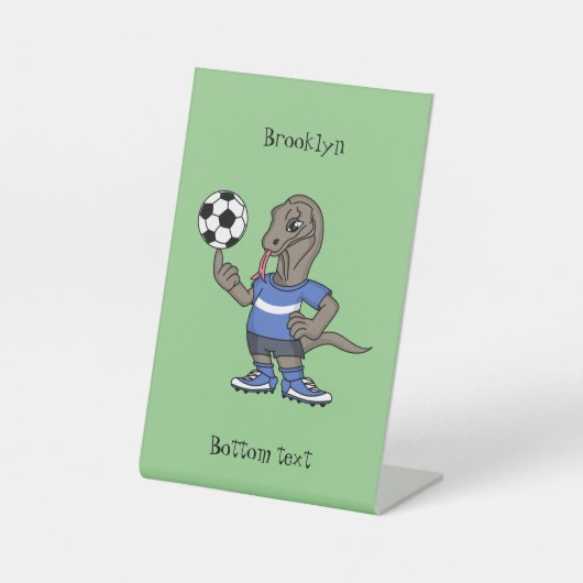 かわいいおもしろいコモドドラゴンの遊サッカー漫画 台座サイン (正面)