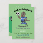 かわいいおもしろいコモドドラゴンの遊サッカー漫画 招待状 (正面/裏面)