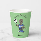 かわいいおもしろいコモドドラゴンの遊サッカー漫画 紙コップ (裏面)
