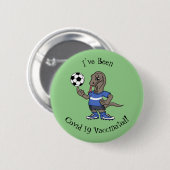 かわいいおもしろいコモドドラゴンの遊サッカー漫画 缶バッジ (正面&裏面)