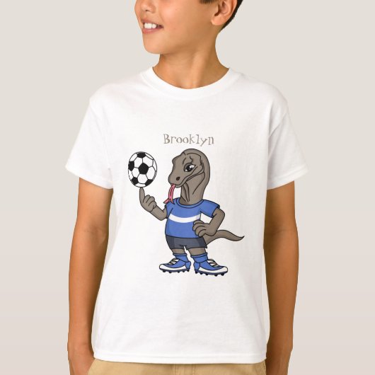 かわいいおもしろいコモドドラゴンの遊サッカー漫画 Tシャツ (正面)