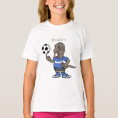 かわいいおもしろいコモドドラゴンの遊サッカー漫画 Tシャツ (正面)
