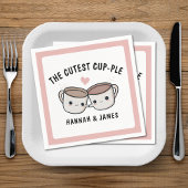 かわいいおもしろいコーヒーカップカップル結婚の記念日 スタンダードカクテルナプキン