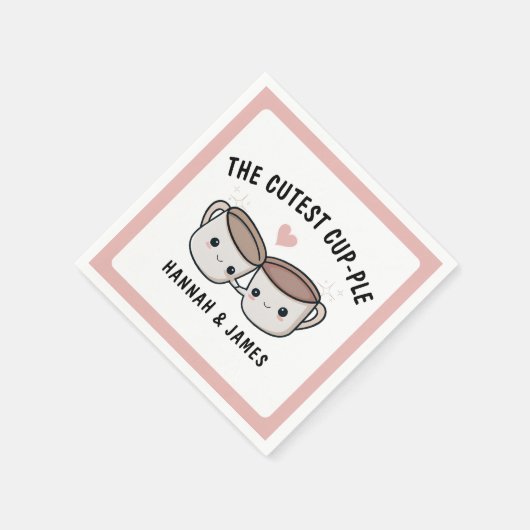 かわいいおもしろいコーヒーカップカップル結婚の記念日 スタンダードカクテルナプキン (角)