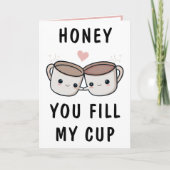 かわいいおもしろいコーヒーカップ配偶者ハッピーバースデー サンキューカード (正面)