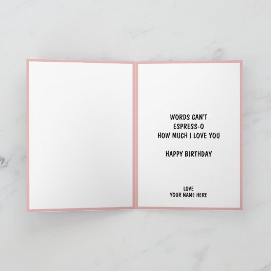 かわいいおもしろいコーヒーカップ配偶者ハッピーバースデー サンキューカード (内部)