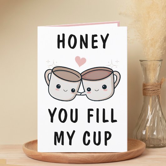 かわいいおもしろいコーヒーカップ配偶者ハッピーバースデー サンキューカード