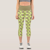 かわいいおもしろいコーヒータイムマグパターンヨガエクササイズ カプリレギンス (正面)