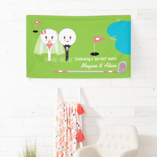 かわいいおもしろいゴルフボールウェディングシャワーバナー 横断幕 (インサイチュ)