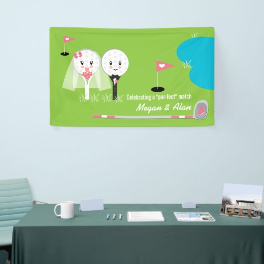 かわいいおもしろいゴルフボールウェディングシャワーバナー 横断幕 (トレードショー)