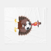 かわいいおもしろいサッカー感謝祭トルコ少年 フリースブランケット (正面(横))