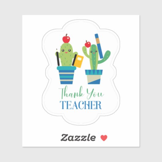 かわいいおもしろいサボテンありがとう先生ビニールシール シール (シート)