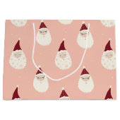 かわいいおもしろいサンタウォーターのカラーグラフィックパターンピンク ラージペーパーバッグ (正面)
