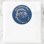 かわいいおもしろいサンタクロースブルーシルバーグレークリスマス ラウンドシール (バッグ)