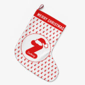 かわいいおもしろいサンタクロース帽子パタモノグラムのンZ ラージクリスマスストッキング (正面 (吊り時))