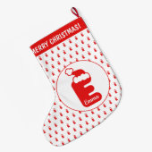 かわいいおもしろいサンタクロース帽子パタモノグラムのーンE ラージクリスマスストッキング (裏面 (吊り時))