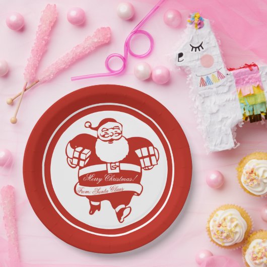 かわいいおもしろいサンタクロース漫画レッドクリスマスパーティー ペーパープレート (パーティー)