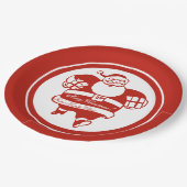 かわいいおもしろいサンタクロース漫画レッドクリスマスパーティー ペーパープレート (アングル)