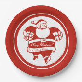 かわいいおもしろいサンタクロース漫画レッドクリスマスパーティー ペーパープレート (正面)