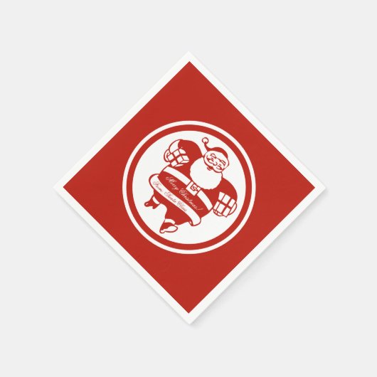 かわいいおもしろいサンタクロース赤と白クリスマス スタンダードカクテルナプキン (角)