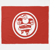 かわいいおもしろいサンタクロース赤と白クリスマス フリースブランケット (正面(横))