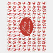 かわいいおもしろいサンタクロース赤と白クリスマス フリースブランケット (正面)