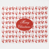 かわいいおもしろいサンタクロース赤と白クリスマス フリースブランケット (正面(横))