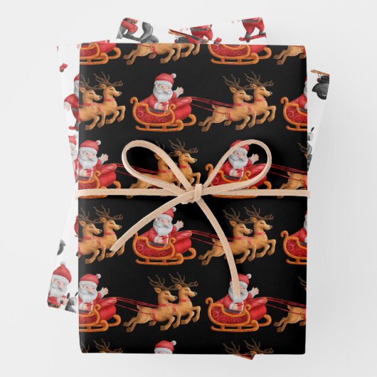 かわいいおもしろいサンタトナディアスケートボードスクーター ラッピングペーパーシート (インサイチュ)