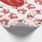 かわいいおもしろいサンタパタ赤と白ンのクリスマス ラッピングペーパー (角)