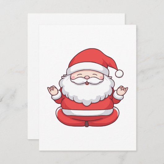 かわいいおもしろいサンタ・ヨガ・メディテーション エンクロージャーカード (正面/裏面)