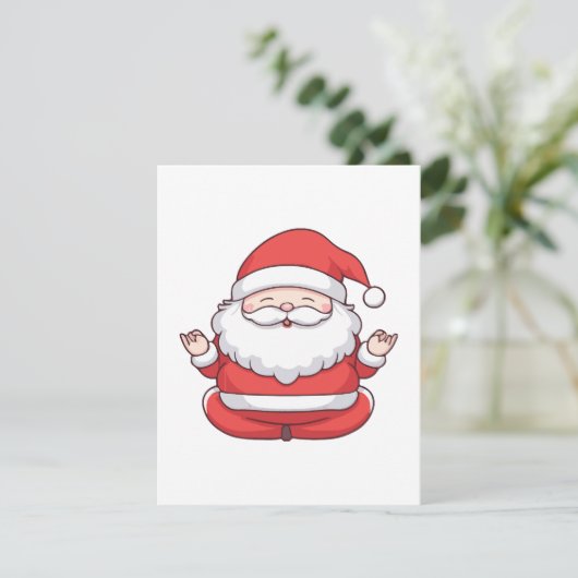 かわいいおもしろいサンタ・ヨガ・メディテーション エンクロージャーカード (スタンド正面)