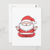 かわいいおもしろいサンタ・ヨガ・メディテーション ポストカード (正面/裏面)