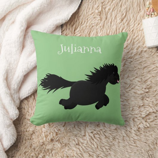 かわいいおもしろいシェトランドポニー漫画イラストレーション クッション (ブランケット)