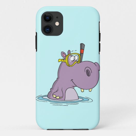 かわいいおもしろいシュノーケリング泳ぐヒッポ Case-Mate iPhoneケース (裏面)