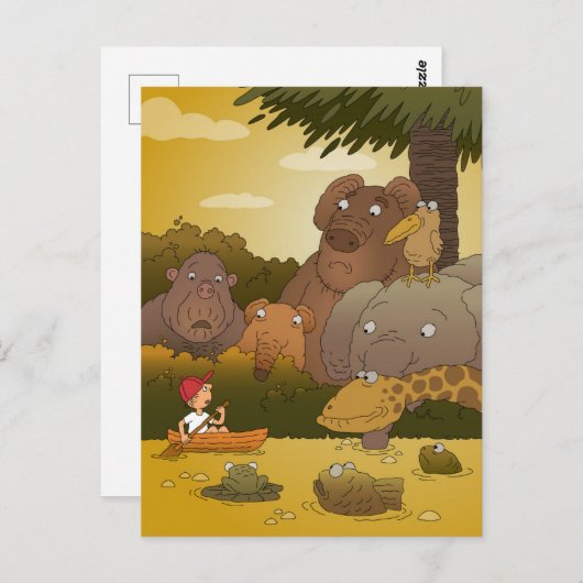 かわいいおもしろいジャングルサファリの動物 ポストカード (正面/裏面)