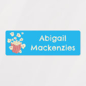 かわいいおもしろいジャンプのポップコーンパーソナライズされた漫画 ラベル (デザイン1)