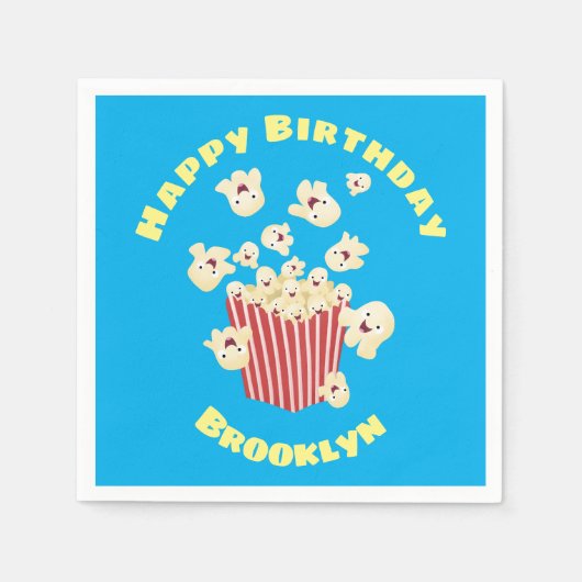 かわいいおもしろいジャンプのポップコーン漫画 スタンダードカクテルナプキン (正面)