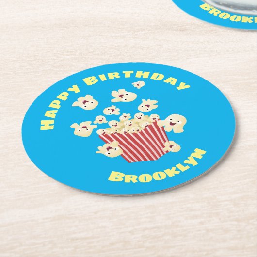 かわいいおもしろいジャンプのポップコーン漫画 ラウンドペーパーコースター (アングル)