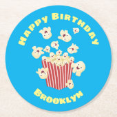 かわいいおもしろいジャンプのポップコーン漫画 ラウンドペーパーコースター (正面)