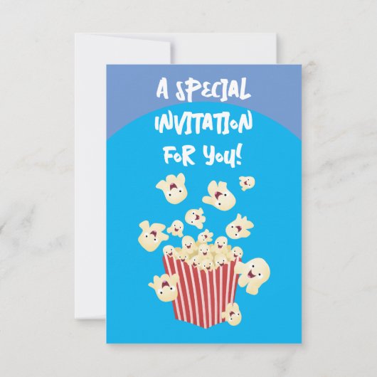 かわいいおもしろいジャンプのポップコーン漫画 招待状 (裏面)