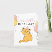 かわいいおもしろいジンジャーキャットキットン誕生日カード カード (正面)